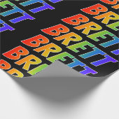 Regenboogvoornaam "BRETT"; vun en kleurrijk Cadeaupapier (Hoek)