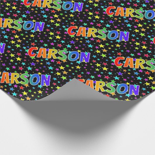 Regenboogvoornaam "CARSON" + sterren Cadeaupapier (Hoek)