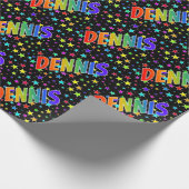 Regenboogvoornaam "DENNIS" + sterren Cadeaupapier (Hoek)