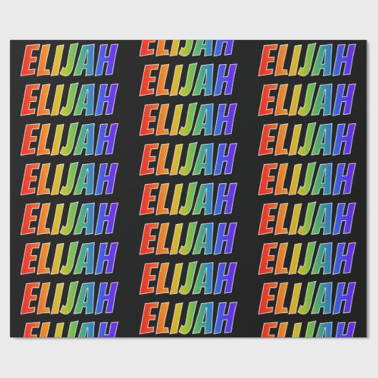 Regenboogvoornaam "ELIJAH"; vun en kleurrijk Cadeaupapier (Vlak)
