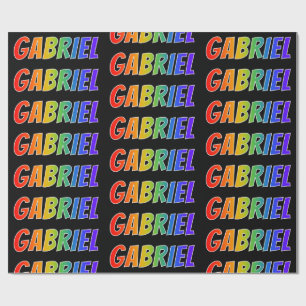 Regenboogvoornaam "GABRIEL"; Fun en kleurrijk Cadeaupapier