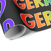 Regenboogvoornaam "GERALD"; vun en kleurrijk Cadeaupapier (Rol Hoek)