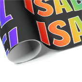 Regenboogvoornaam "ISABEL"; Fun en kleurrijk Cadeaupapier (Rol Hoek)