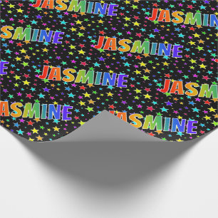 Regenboogvoornaam "JASMINE" + sterren Cadeaupapier