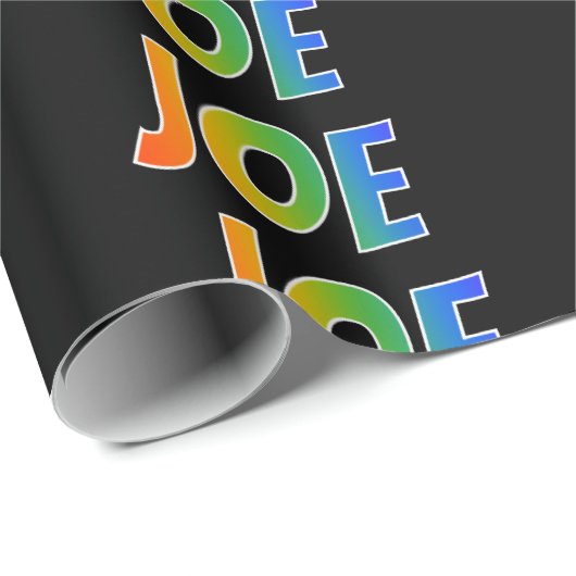 Regenboogvoornaam "JOE"; Fun en kleurrijk Cadeaupapier (Rol Hoek)