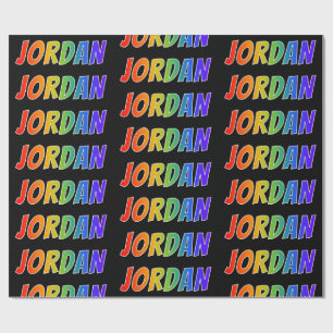 Regenboogvoornaam "JORDAN"; Fun en kleurrijk Cadeaupapier