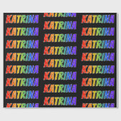 Regenboogvoornaam "KATRINA"; vun en kleurrijk Cadeaupapier (Vlak)
