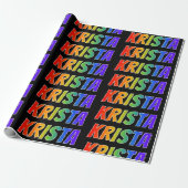 Regenboogvoornaam "KRISTA"; Fun en kleurrijk Cadeaupapier (Uitgerold)