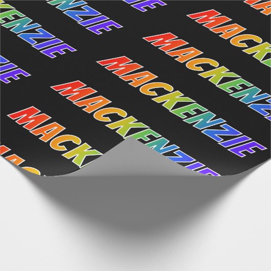 Regenboogvoornaam "MACKENZIE"; vun en kleurrijk Cadeaupapier (Hoek)