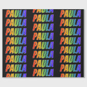 Regenboogvoornaam "PAULA"; vun en kleurrijk Cadeaupapier (Vlak)