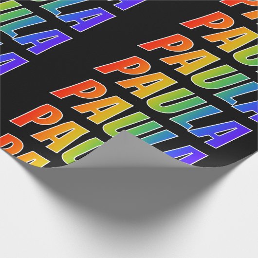 Regenboogvoornaam "PAULA"; vun en kleurrijk Cadeaupapier (Hoek)