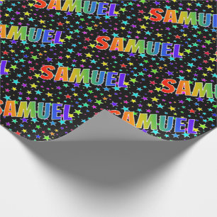 Regenboogvoornaam "SAMUEL" + sterren Cadeaupapier