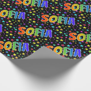 Regenboogvoornaam "SOFIA" + sterren Cadeaupapier