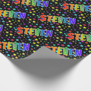 Regenboogvoornaam "STEVEN" + sterren Cadeaupapier