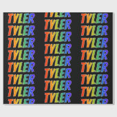 Regenboogvoornaam "TYLER"; vun en kleurrijk Cadeaupapier (Vlak)