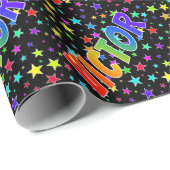 Regenboogvoornaam "VICTOR" + sterren Cadeaupapier (Rol Hoek)