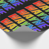 Regenboogvoornaam "WAYNE"; Fun en kleurrijk Cadeaupapier (Hoek)