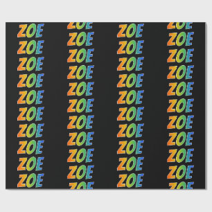 Regenboogvoornaam "ZOE"; vun en kleurrijk Cadeaupapier