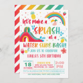 Regenboogwater Slide Birthday Uitnodiging (Voorkant / Achterkant)
