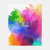 RegenboogWaterverf Abstract Fleece Deken (Voorkant)
