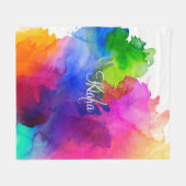 RegenboogWaterverf Abstract Fleece Deken (Voorkant (Horizontaal))