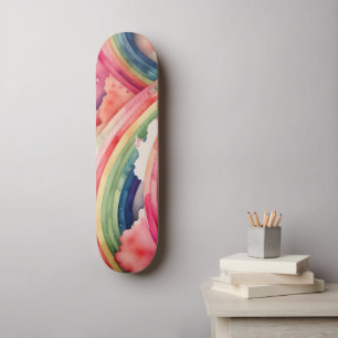 regenboogwaterverf skateboard