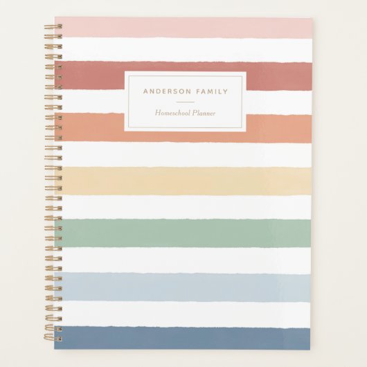 RegenboogWaterverf Stripes Homeschool Planner (Voorkant)