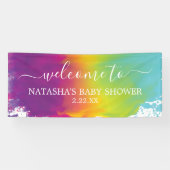 RegenboogWaterverf Welkom in Baby shower Spandoek (Horizontaal)