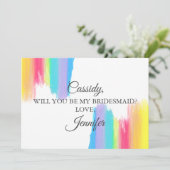 RegenboogWaterverf zal je mijn Bridesmaid zijn Kaart (Staand voorkant)