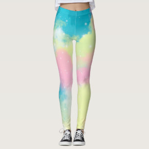 Regenboogwolken met glinsterende sterren leggings
