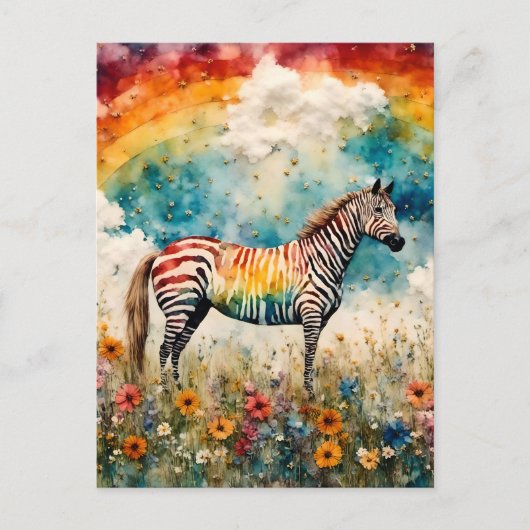 RegenboogZebra Briefkaart (Voorkant)