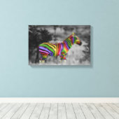 RegenboogZebra Canvas Afdruk (Insitu (Houten vloer))