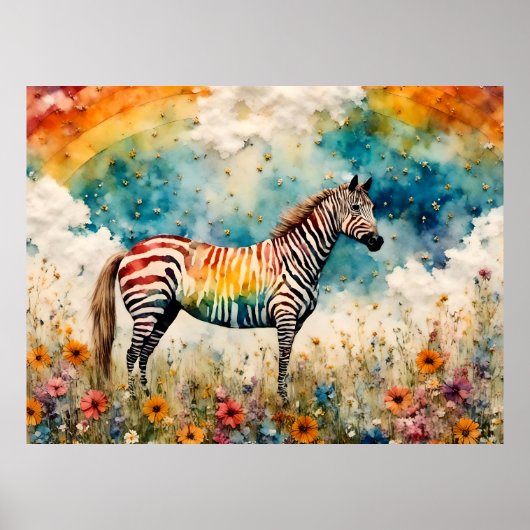 RegenboogZebra Poster (Voorkant)