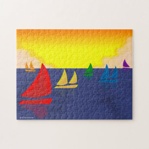 Regenboogzeilboten Puzzle Legpuzzel