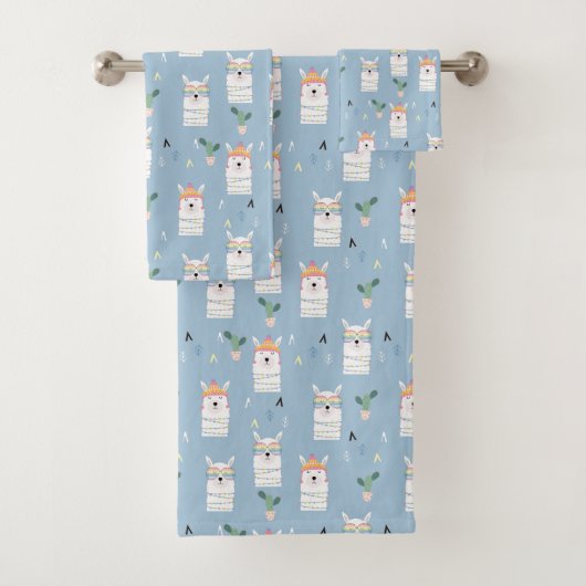 Regenboogzonnebrillen Llama Pattern Bad Handdoek (Insitu)