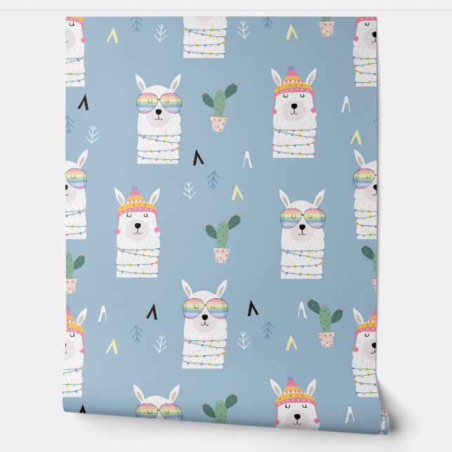 Regenboogzonnebrillen Llama Pattern Behang (Afrollen)