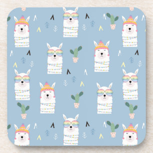 Regenboogzonnebrillen Llama Pattern Bier Onderzetter