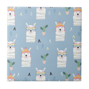 Regenboogzonnebrillen Llama Pattern Tegeltje