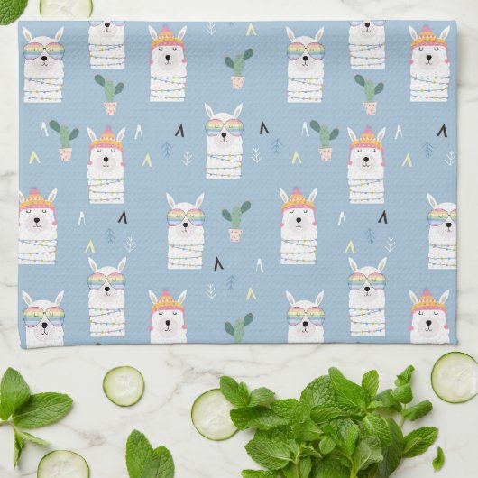 Regenboogzonnebrillen Llama Pattern Theedoek (Gevouwen)