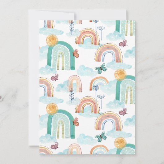 Regenboogzonneschijn Moderne Baby Waterverf Kaart (Achterkant)