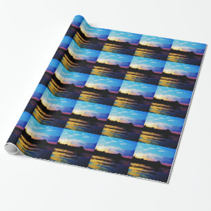 Regenboogzonsonderstel op bergmeer cadeaupapier