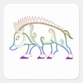 regenboogzwijn vierkante sticker