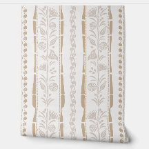 Regency Bloemrijke Strepen - Zand Beige - Crème 