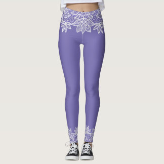 Regency Blue avec look dentelle Spandex Leggings
