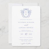 Regency Blue Crest Monogramme Invitation (Devant)