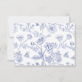 Regency Blue Floral A Note Sur La Carte Mariage Ca (Dos)