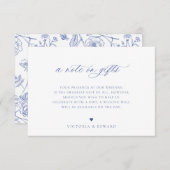 Regency Blue Floral A Note Sur La Carte Mariage Ca (Devant / Derrière)