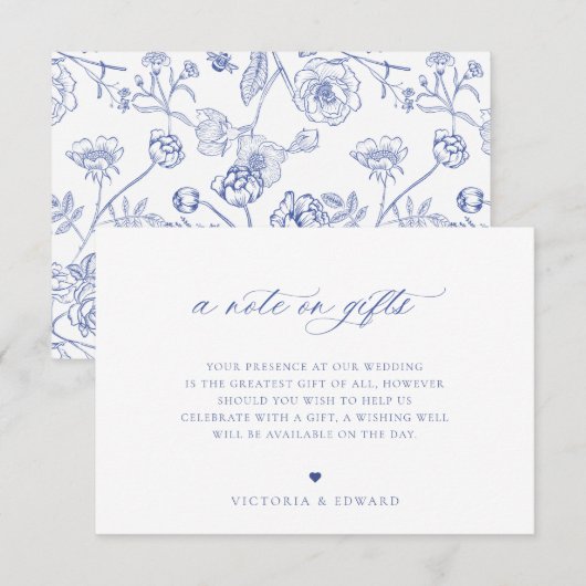 Regency Blue Floral Een notitie over geschenken Br Kaart (Voorkant / Achterkant)