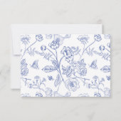 Regency Blue Floral Meal Choice Wedice Carte RSVP (Dos)