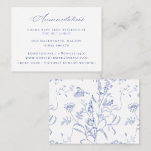 Regency Blue Floral Wedding Accommodations Informatiekaartje